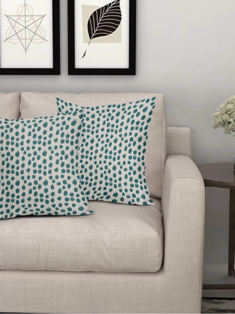 NEW Set of 2 Teal Cream Pillow Covers 20x20